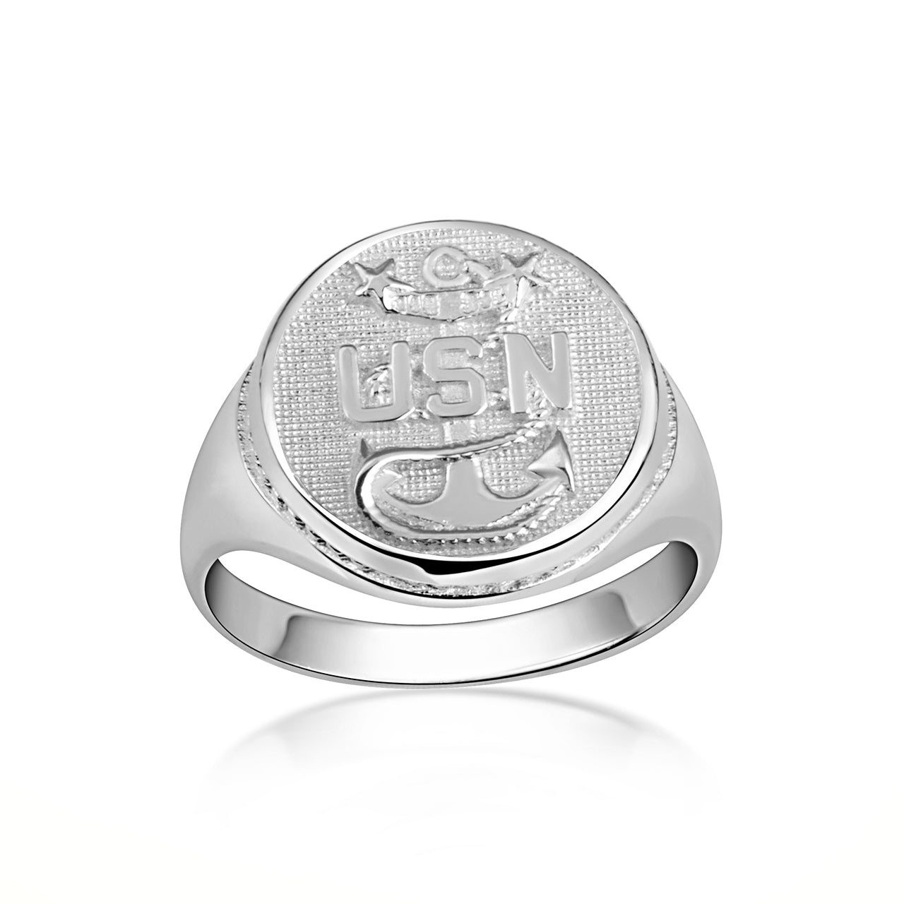 Sterling Silver United States Navy Anchor Officially Licensed Master Chief Petty Officer Round/Oval Signet Ring