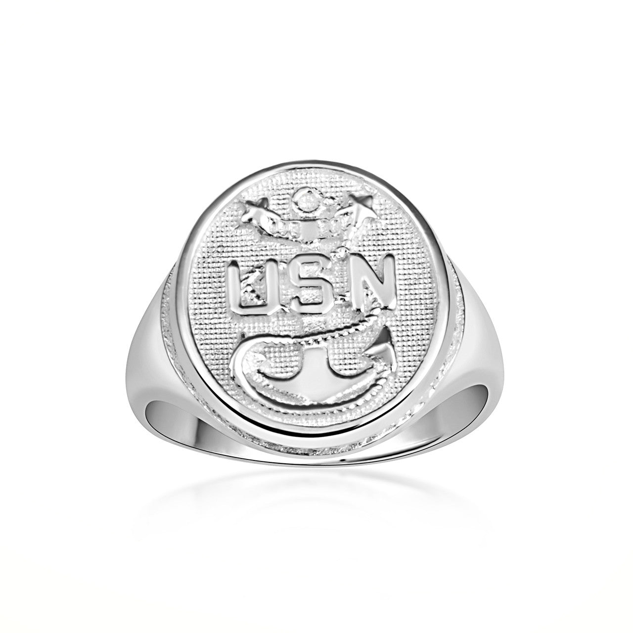 Sterling Silver United States Navy Anchor Officially Licensed Master Chief Petty Officer Round/Oval Signet Ring, view 3