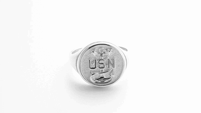 Sterling Silver United States Navy Anchor Officially Licensed Master Chief Petty Officer Round/Oval Signet Ring, view 6