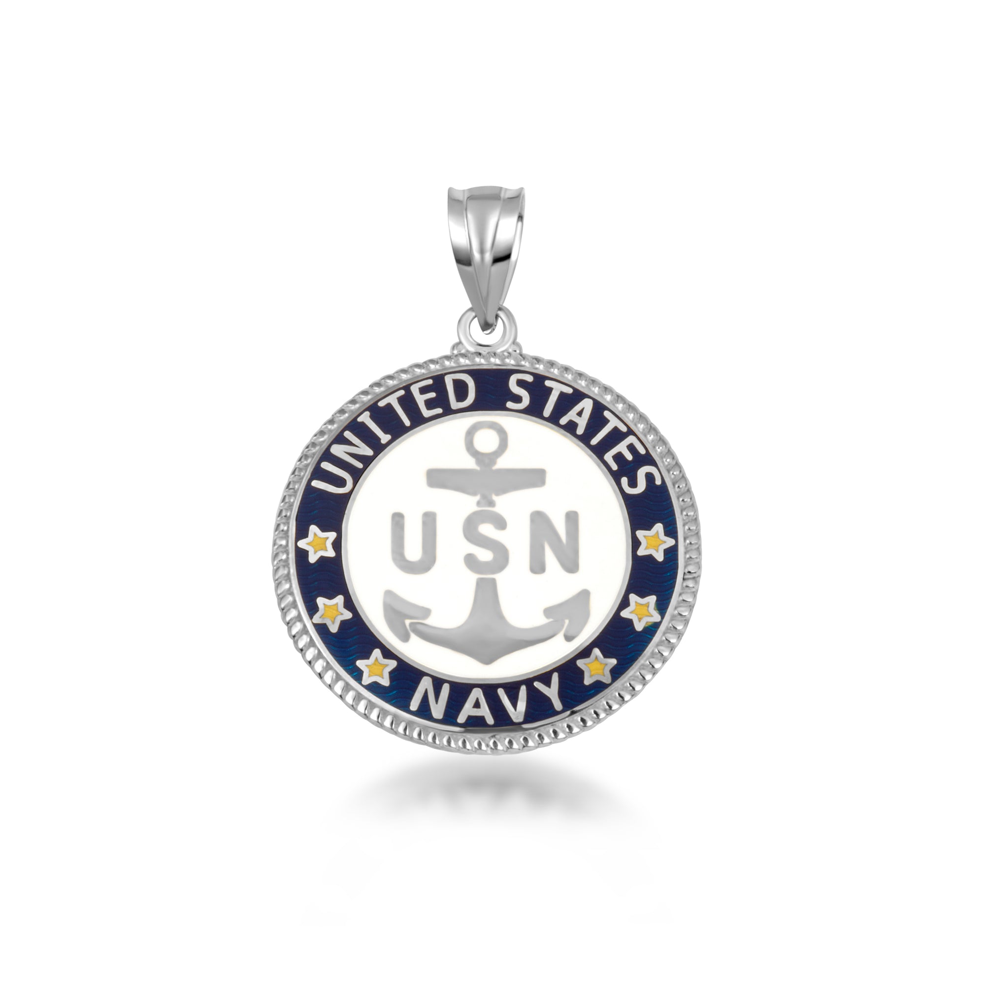 Sterling Silver United States Navy Emblem Officially Licensed Medallion Pendant Necklace