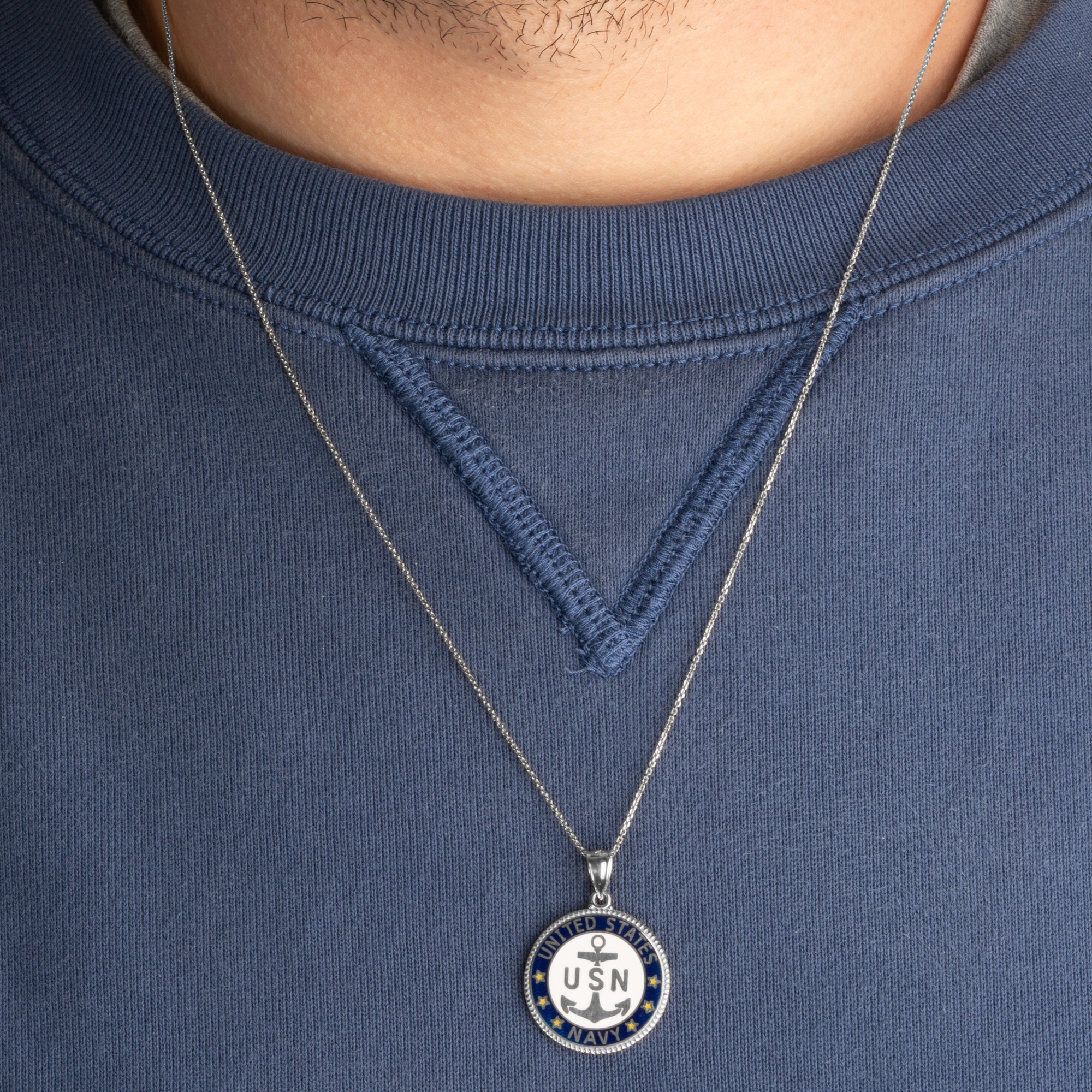 Sterling Silver United States Navy Emblem Officially Licensed Medallion Pendant Necklace, view 2