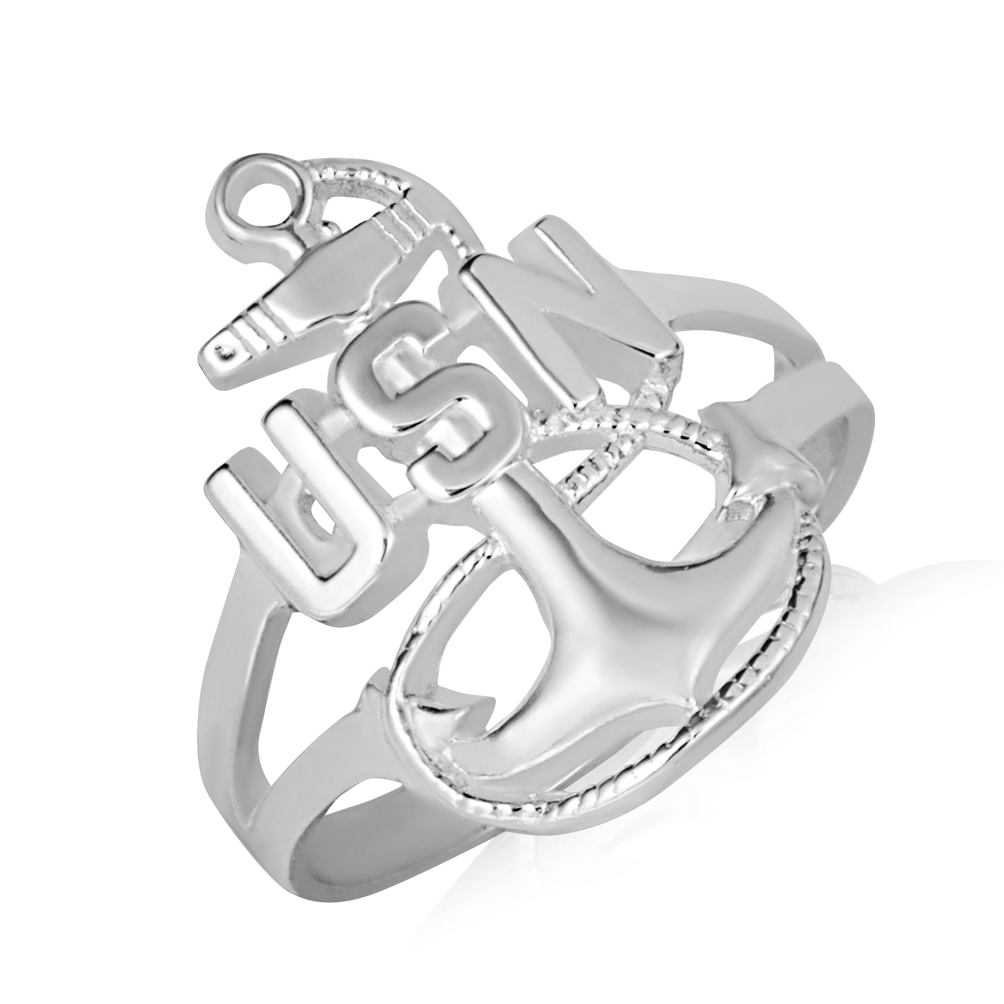 Sterling Silver United States Navy Officially Licensed Chief Petty Officer Anchor Ring