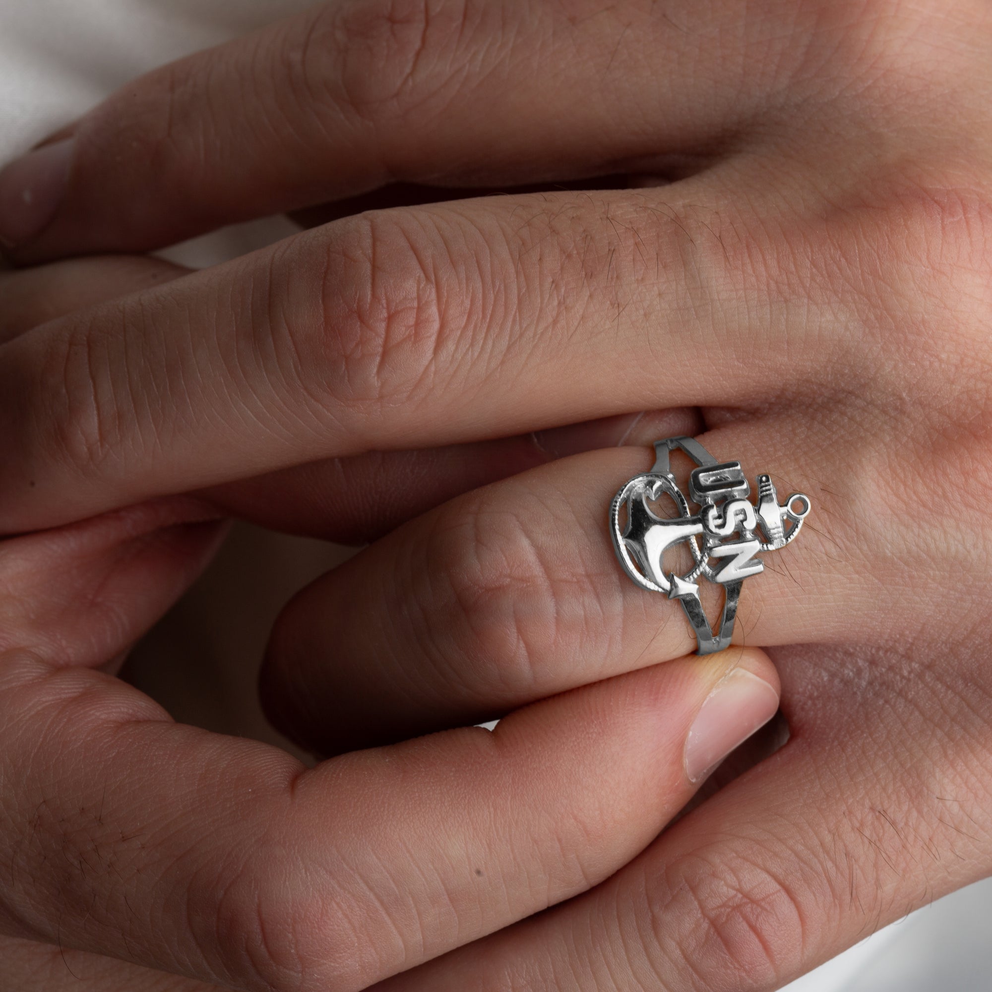 Sterling Silver United States Navy Officially Licensed Chief Petty Officer Anchor Ring, view 2