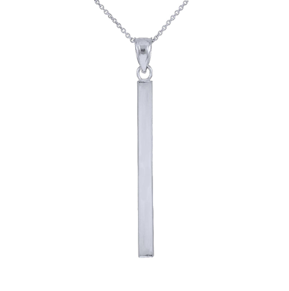 Sterling Silver Vertical Bar Pendant Necklace