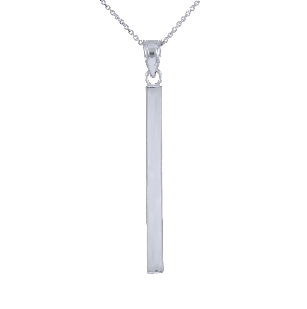 Sterling Silver Vertical Bar Pendant Necklace