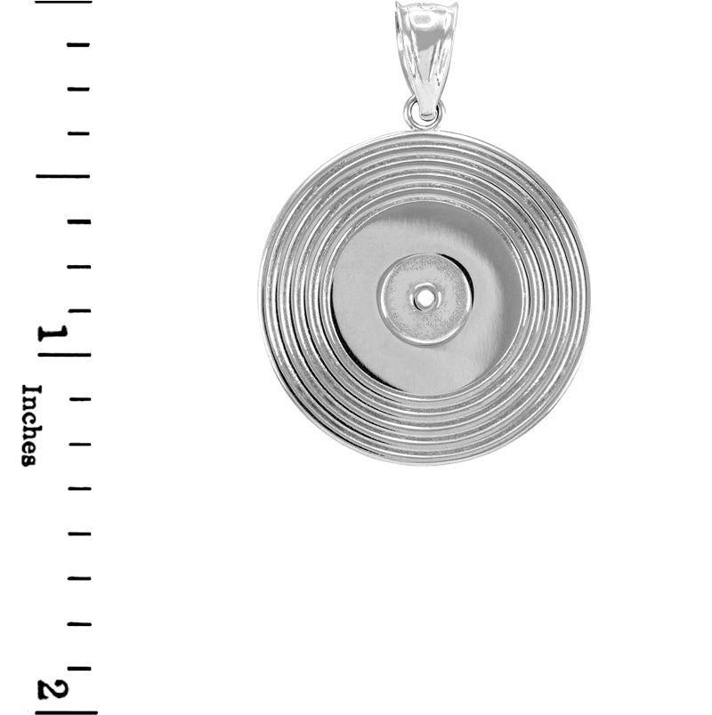 Sterling Silver Vinyl Disc Music Recoring Pendant Necklace, view 2