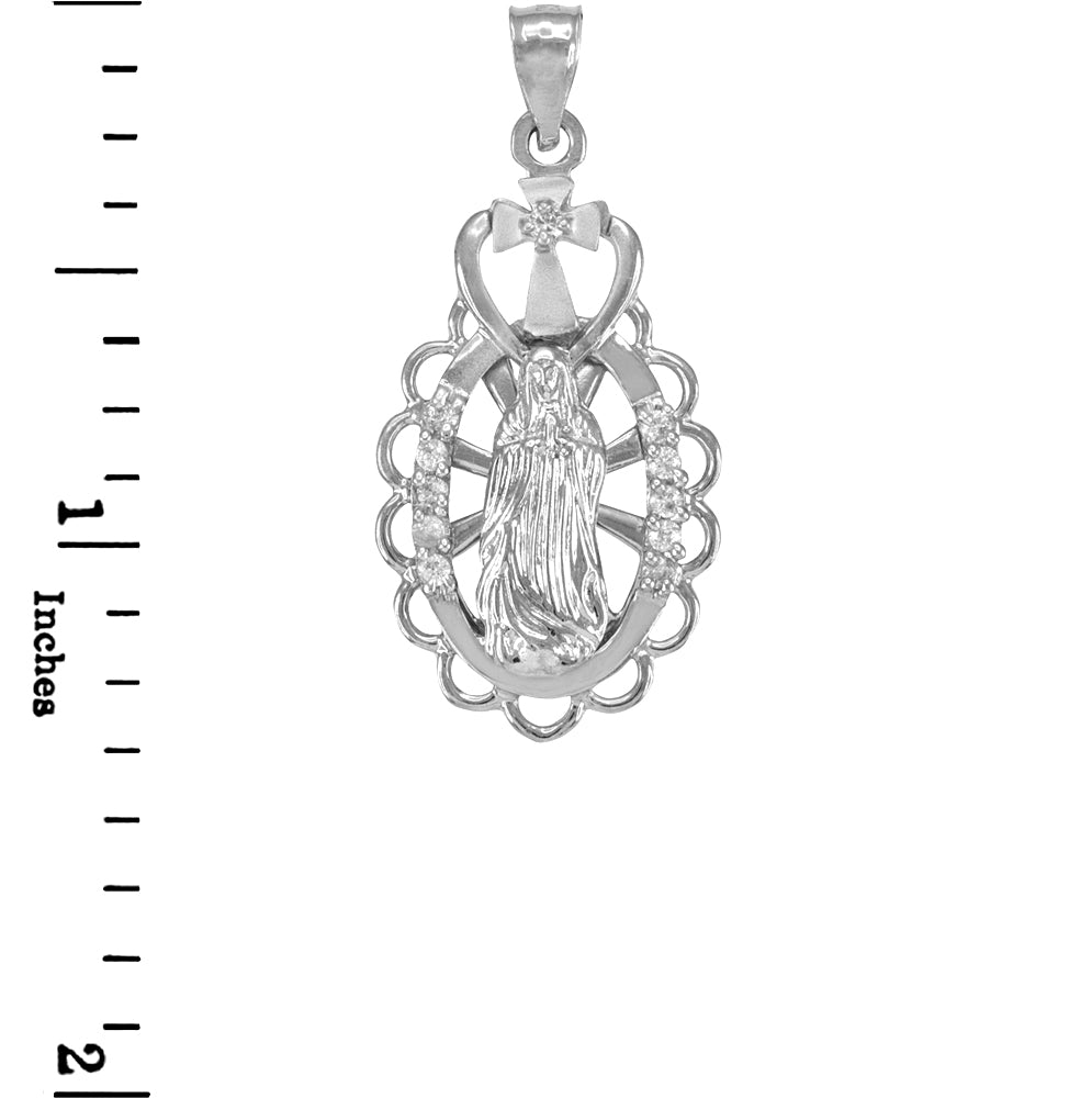 Sterling Silver Virgin Mary Guadalupe Pendant Necklace, view 2