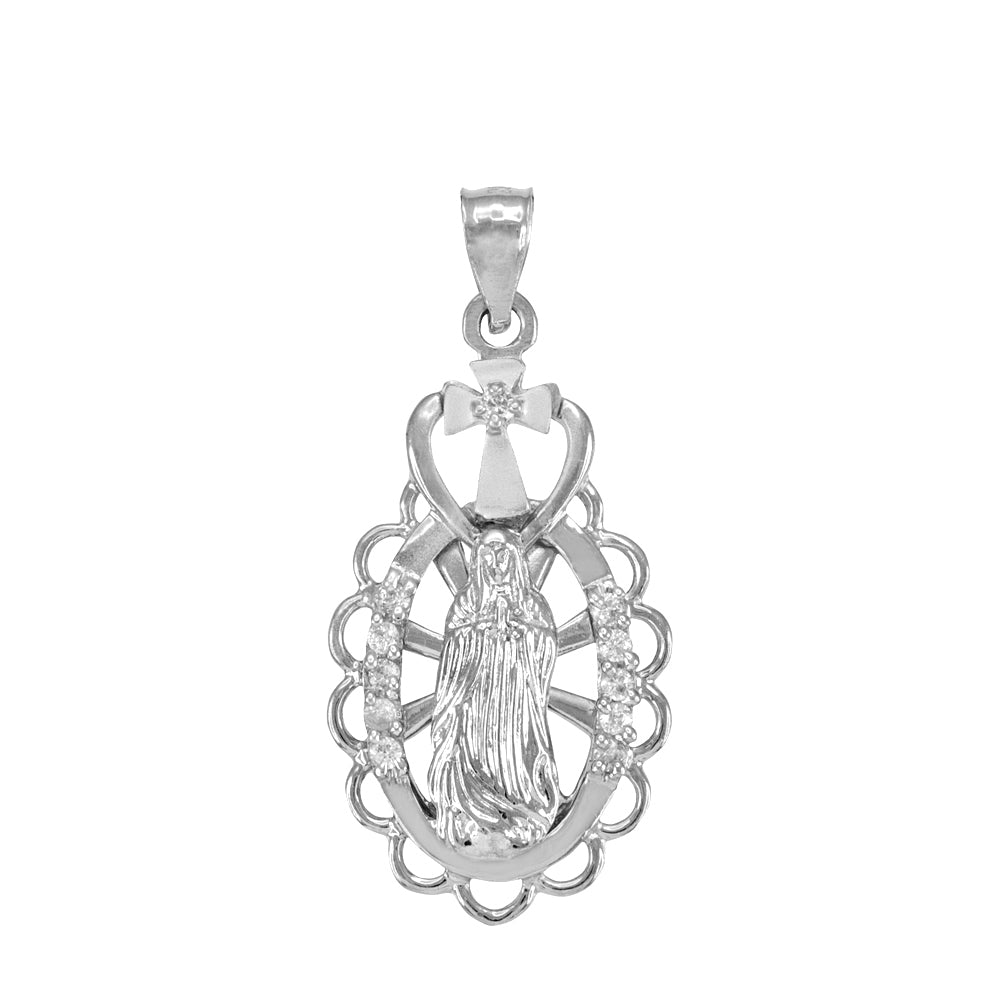 Sterling Silver Virgin Mary Guadalupe Pendant Necklace, view 3