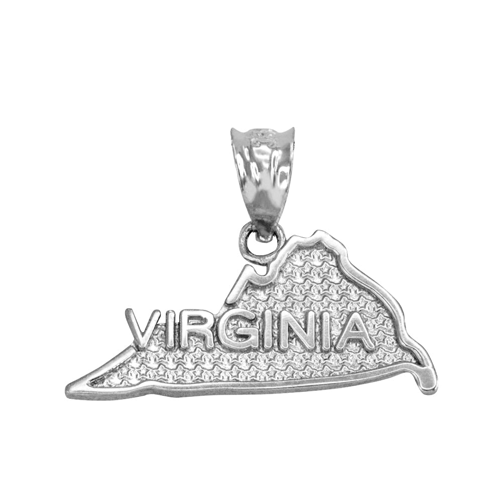 Sterling Silver Virginia State Map Pendant Necklace, view 2