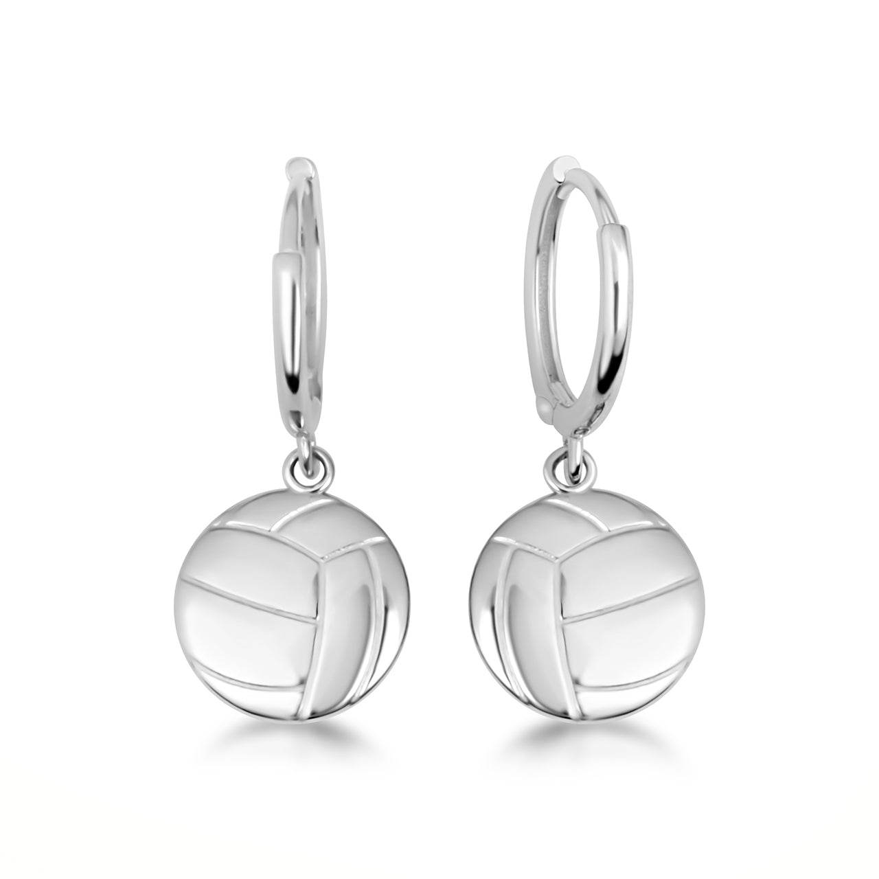 Sterling Silver Volleyball Sports Athletic Drop Huggie Hoop Earrings