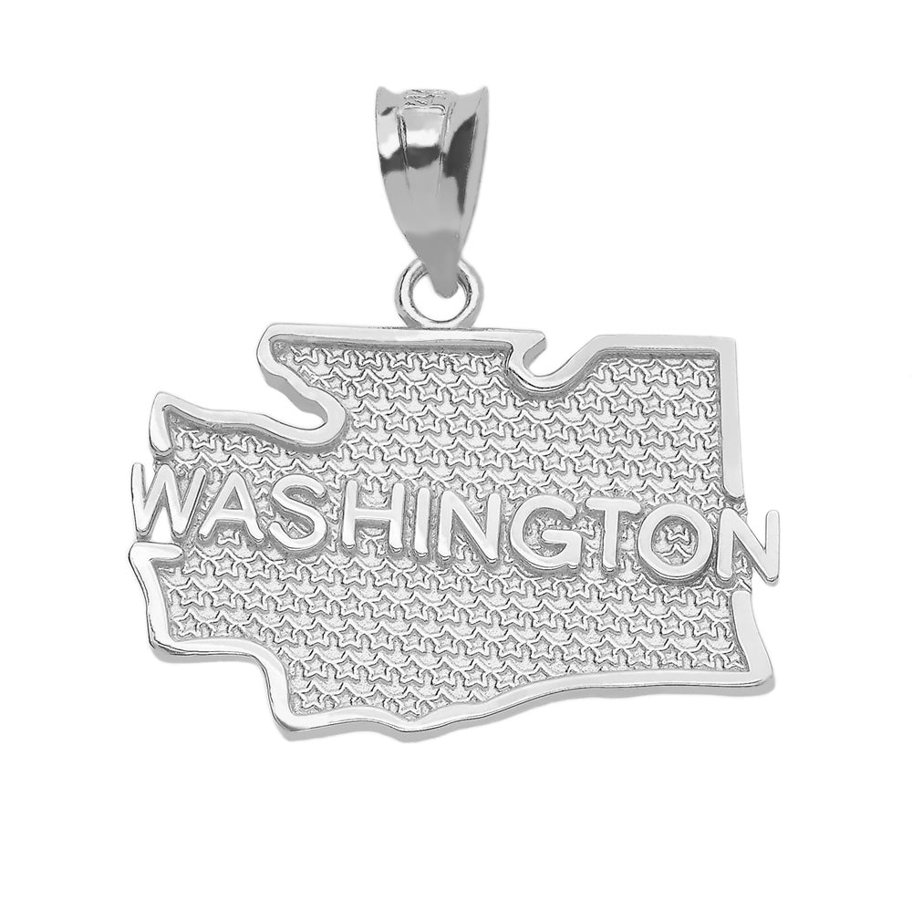 Sterling Silver Washington State Map Pendant Necklace, view 2