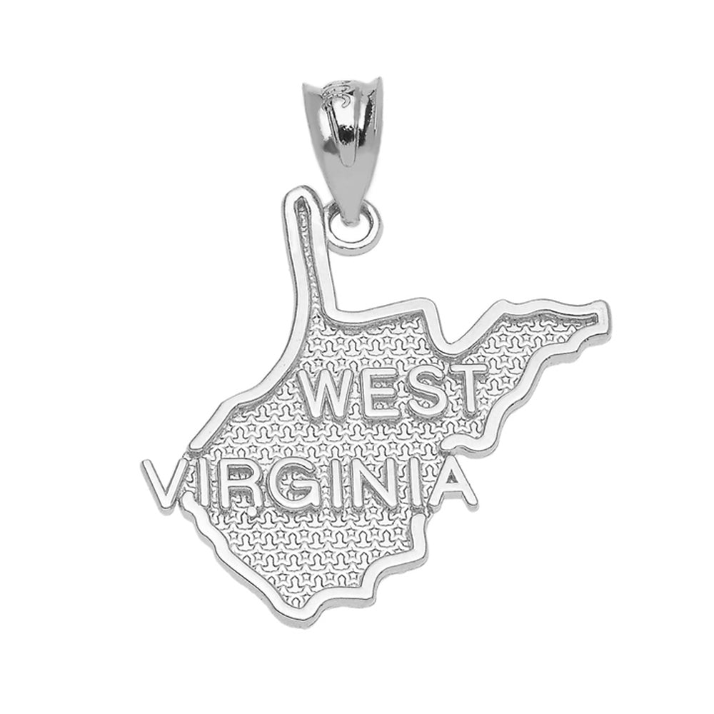 Sterling Silver West Virginia State Map Pendant Necklace, view 2
