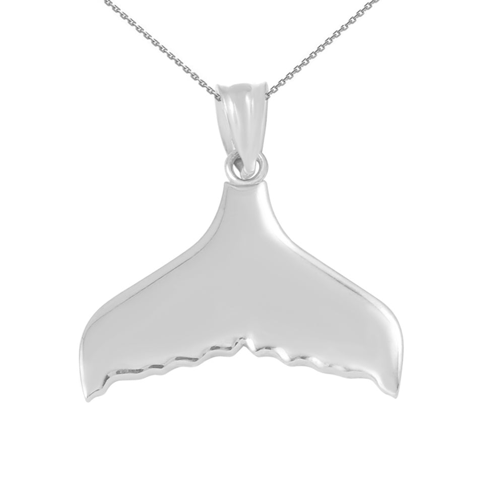 Sterling Silver Whale Tail Pendant Necklace