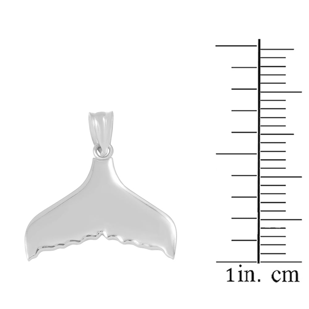 Sterling Silver Whale Tail Pendant Necklace, view 3