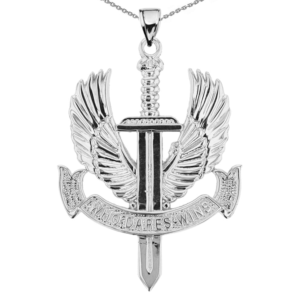 Sterling Silver Who Dares Wins Pendant Necklace