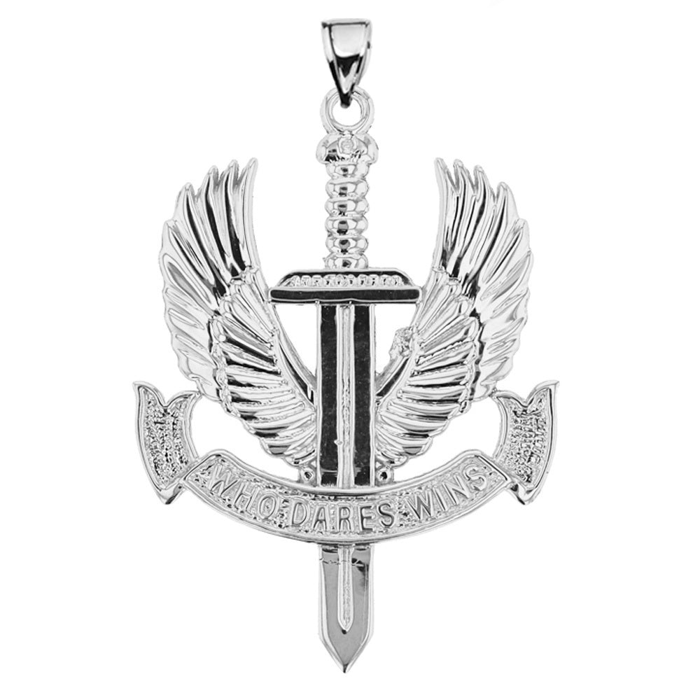 Sterling Silver Who Dares Wins Pendant Necklace, view 2