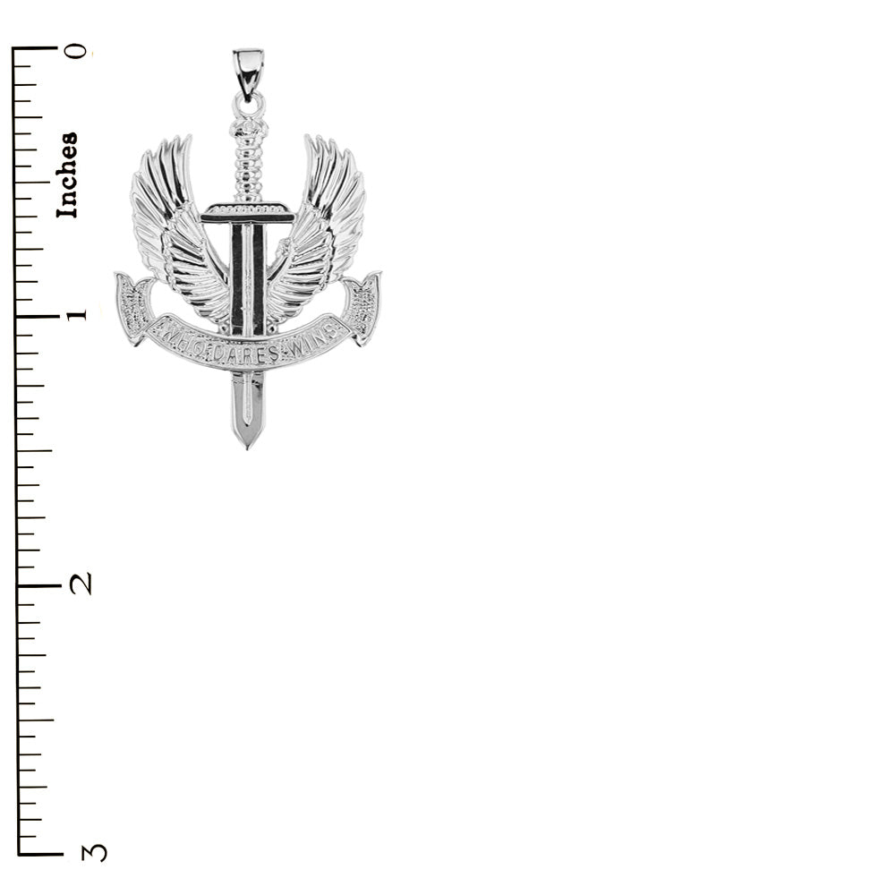Sterling Silver Who Dares Wins Pendant Necklace, view 3