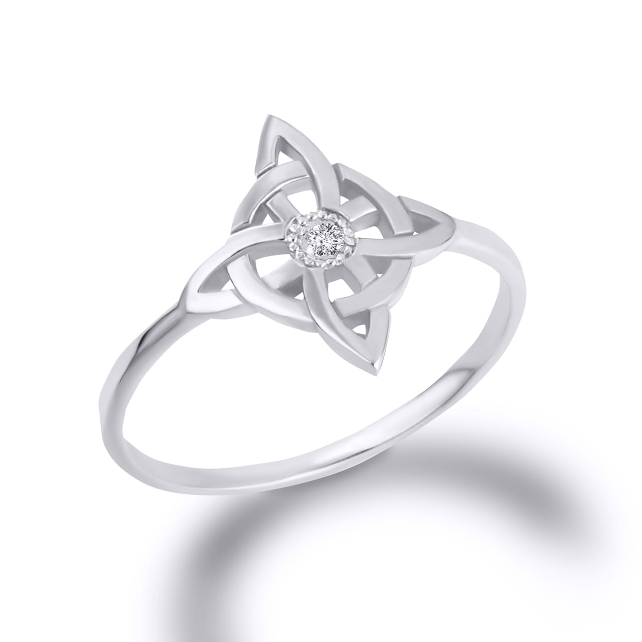 Sterling Silver Wiccan Witch Knot Pagan Cubic Zirconia Ring