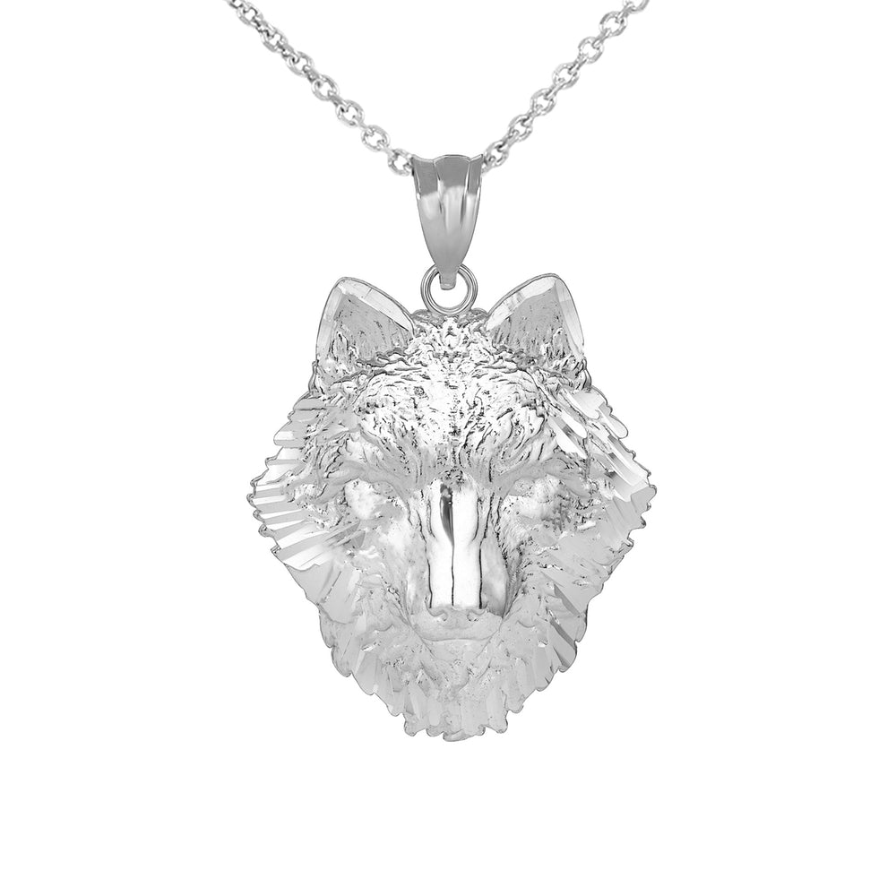 Sterling Silver Wolf Head Pendant Necklace