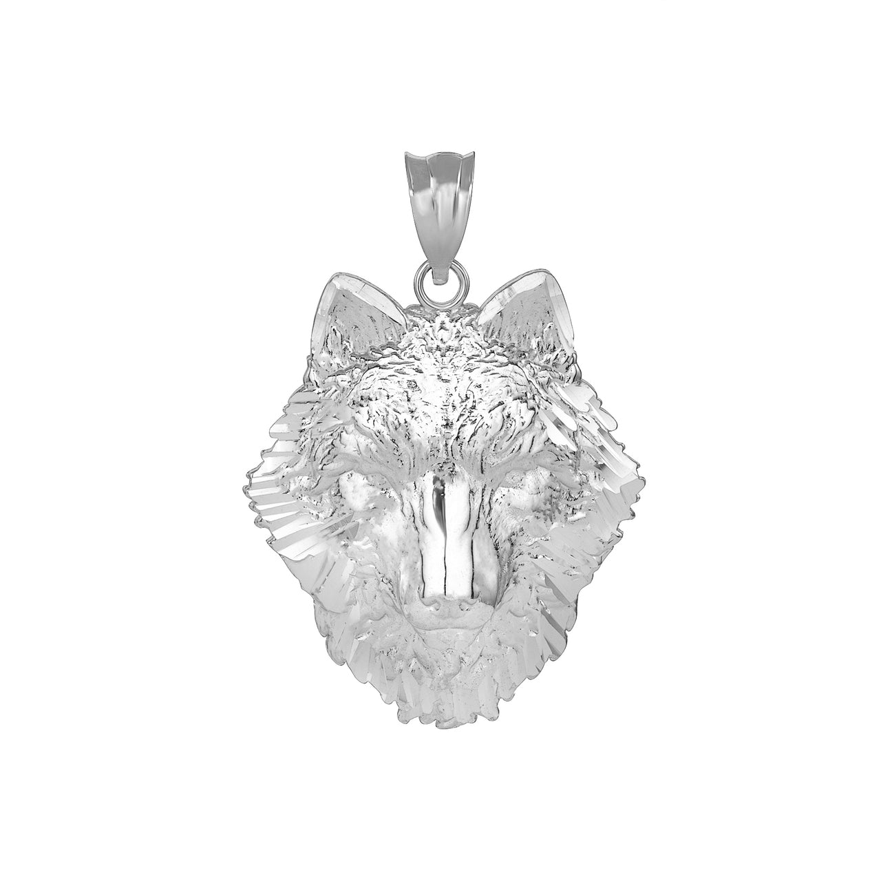 Sterling Silver Wolf Head Pendant Necklace, view 2