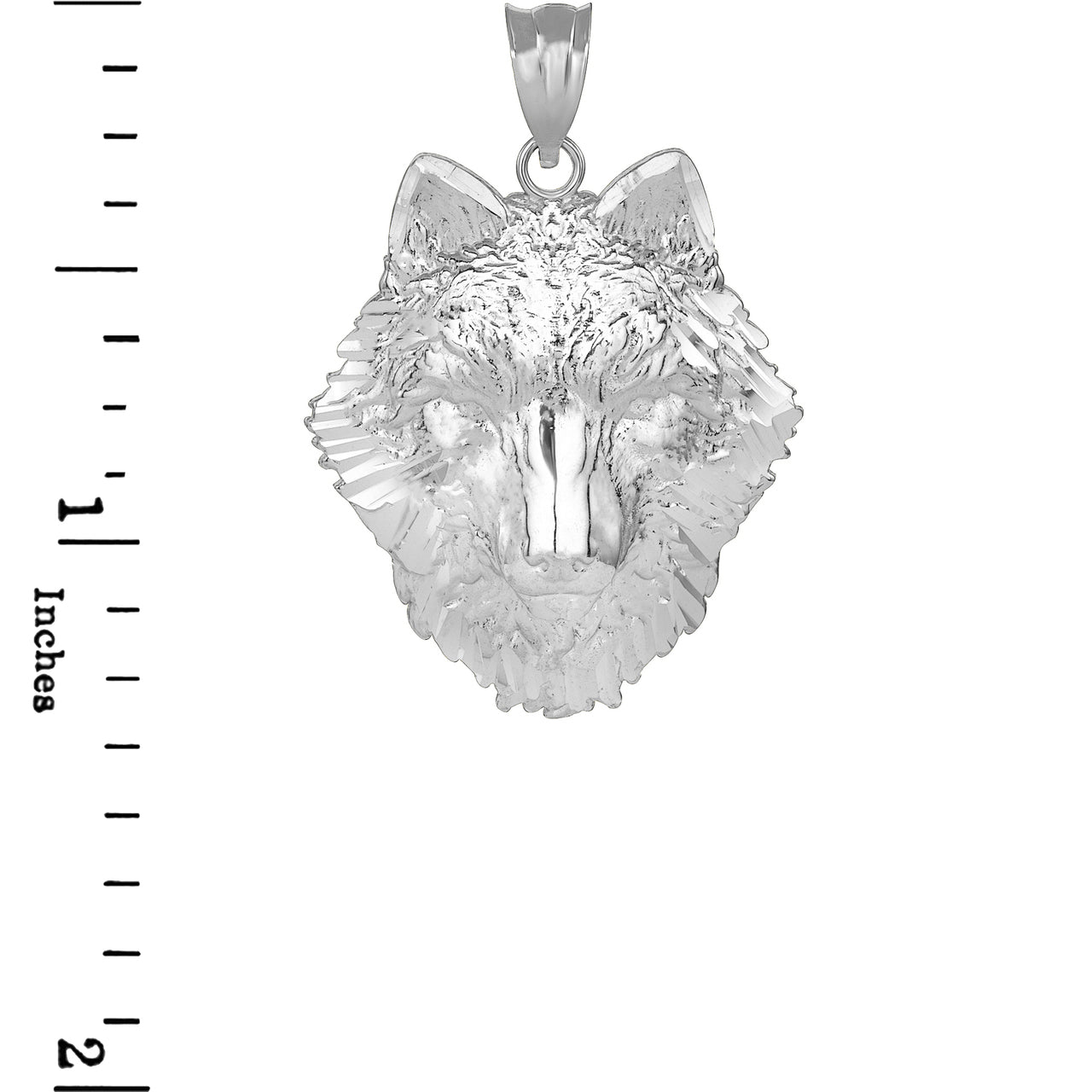 Sterling Silver Wolf Head Pendant Necklace, view 3