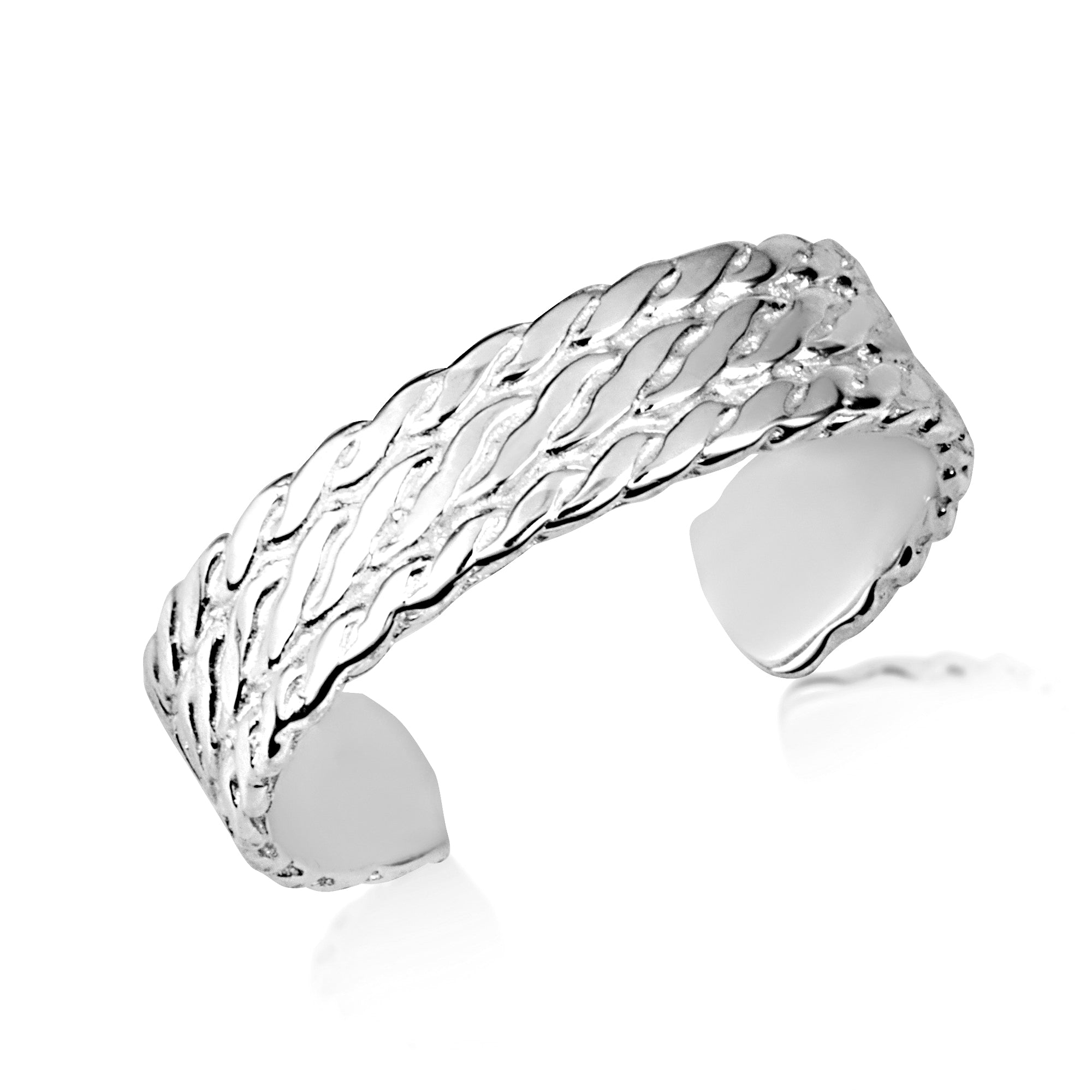 Sterling Silver Women's Elegant Milgrain Weave Toe Ring