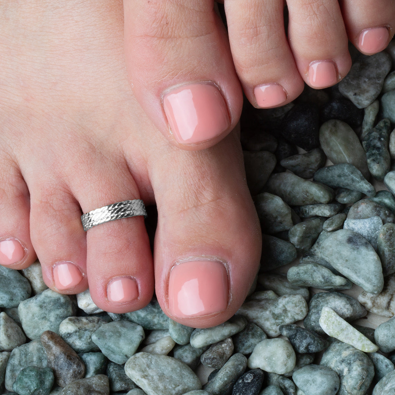 Sterling Silver Women's Elegant Milgrain Weave Toe Ring, view 2