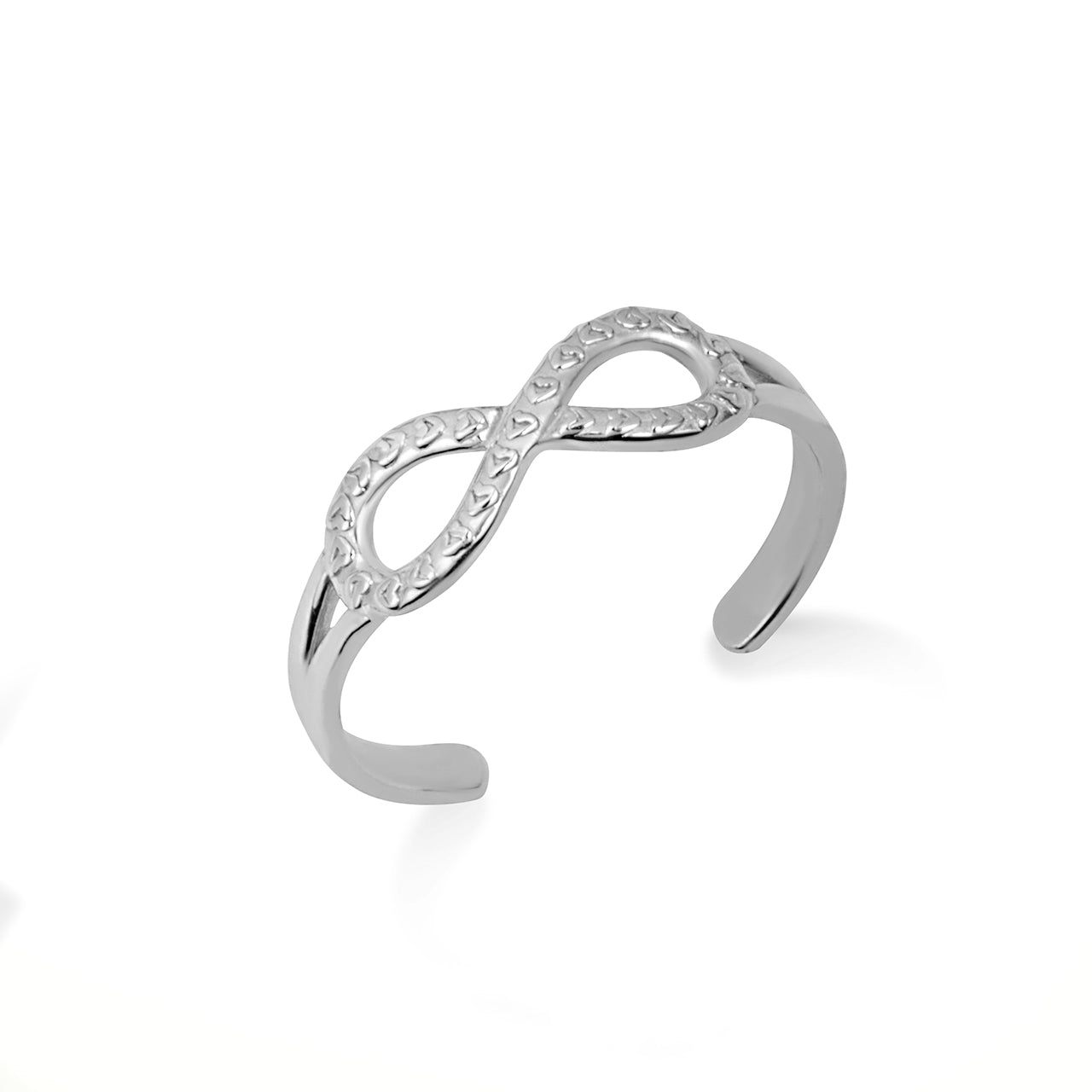 Sterling Silver Women's Infinity and Hearts Toe Ring