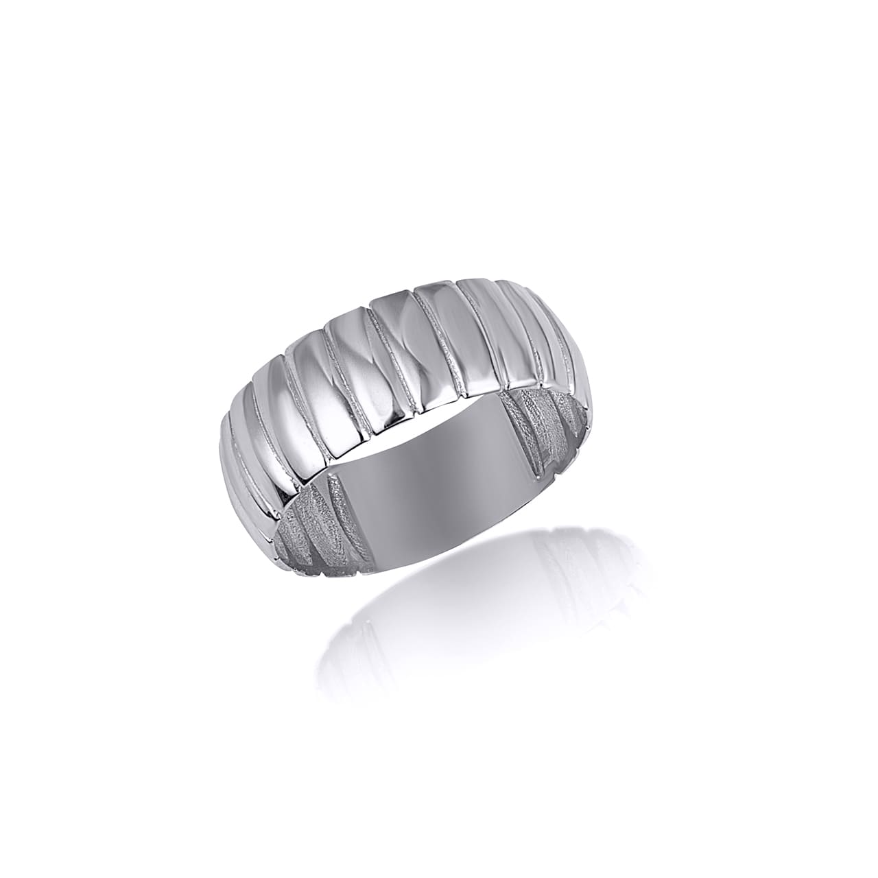 Sterling Silver Women's Ribbed Band Ring