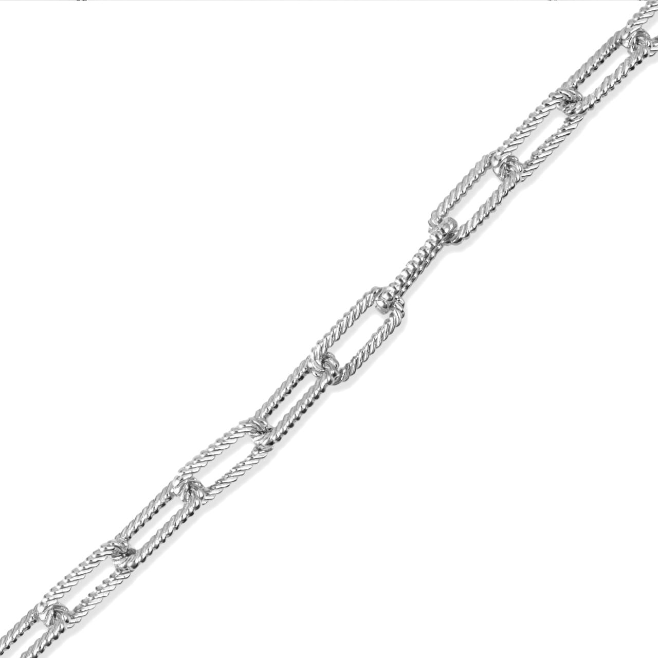 Sterling Silver Women's Textured Paperclip Chain Link Necklace (0.37", 0.15"), view 2