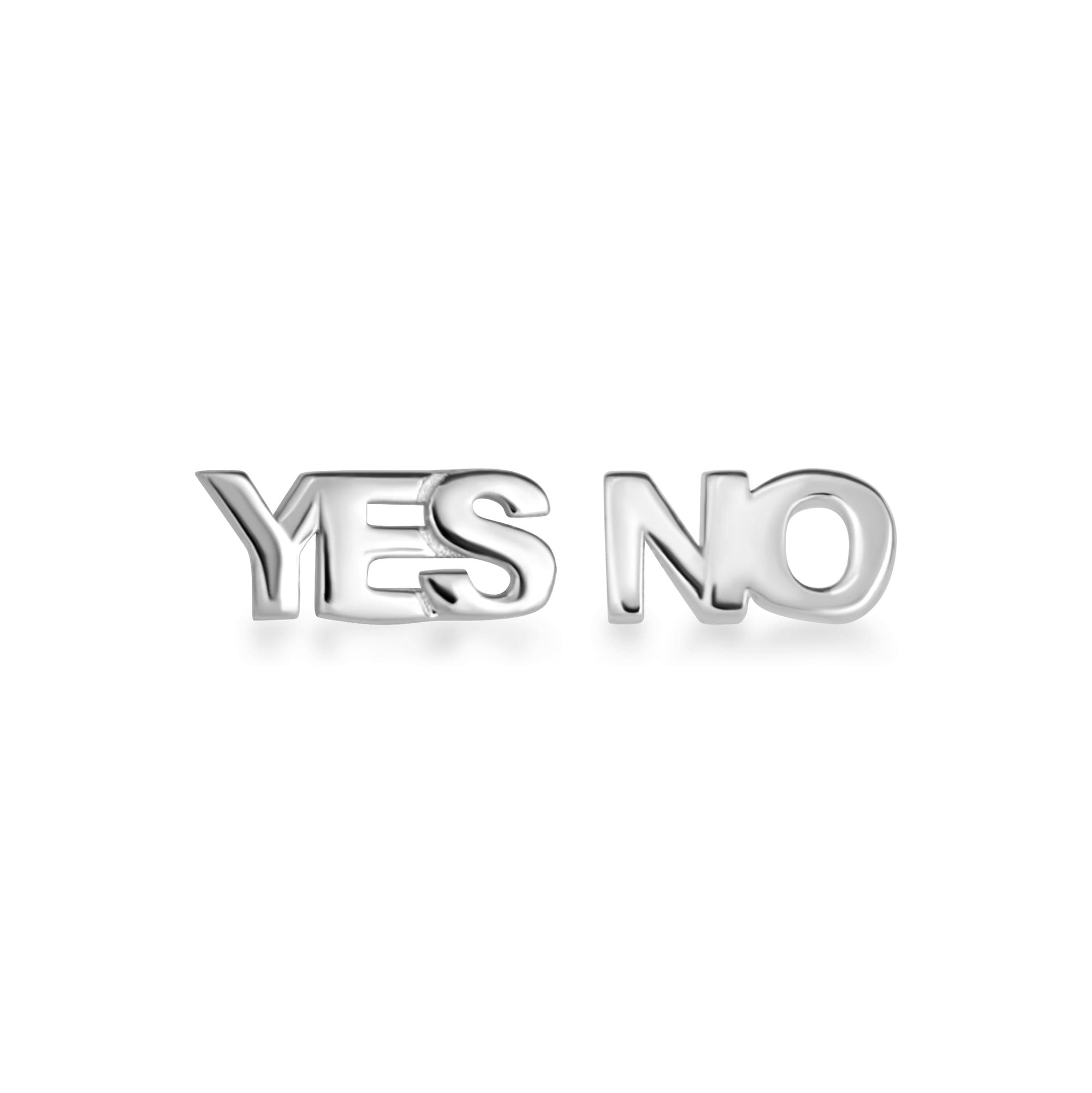 Sterling Silver Yes & No Stud Earrings