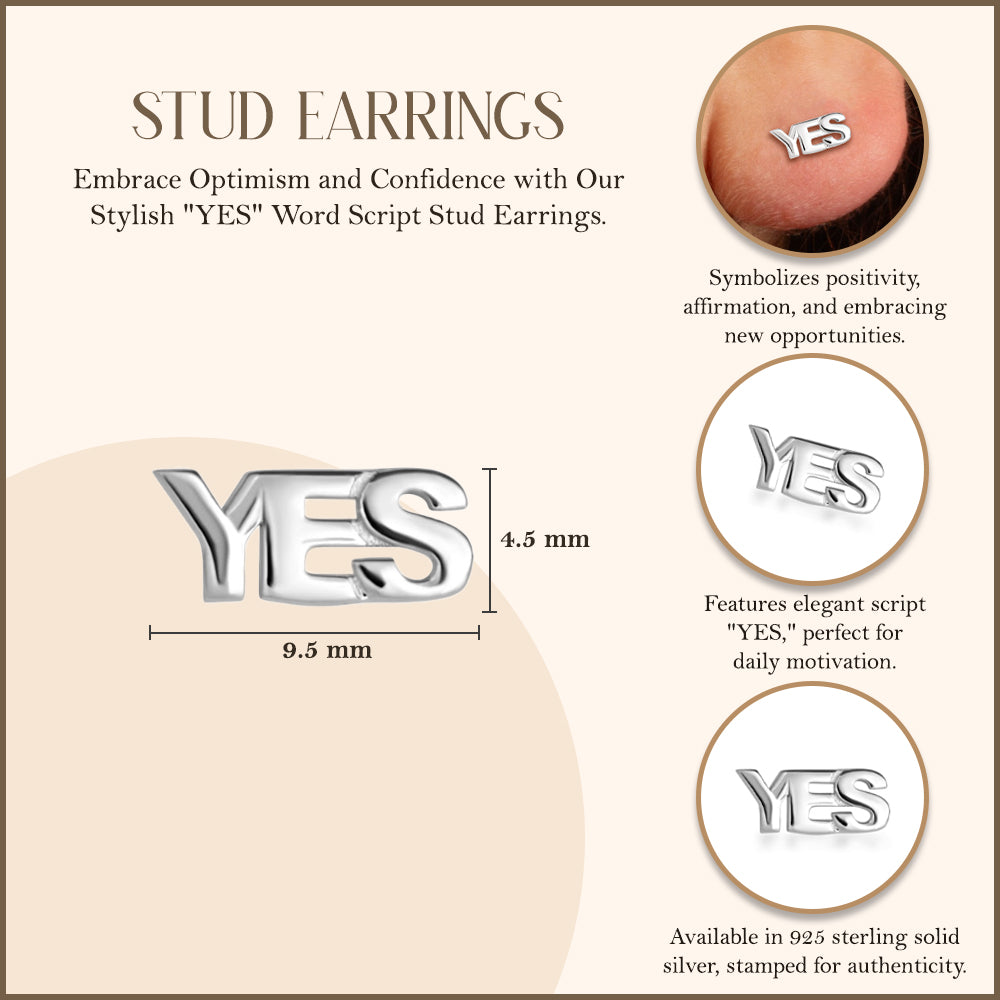 Sterling Silver Yes & No Stud Earrings, view 3
