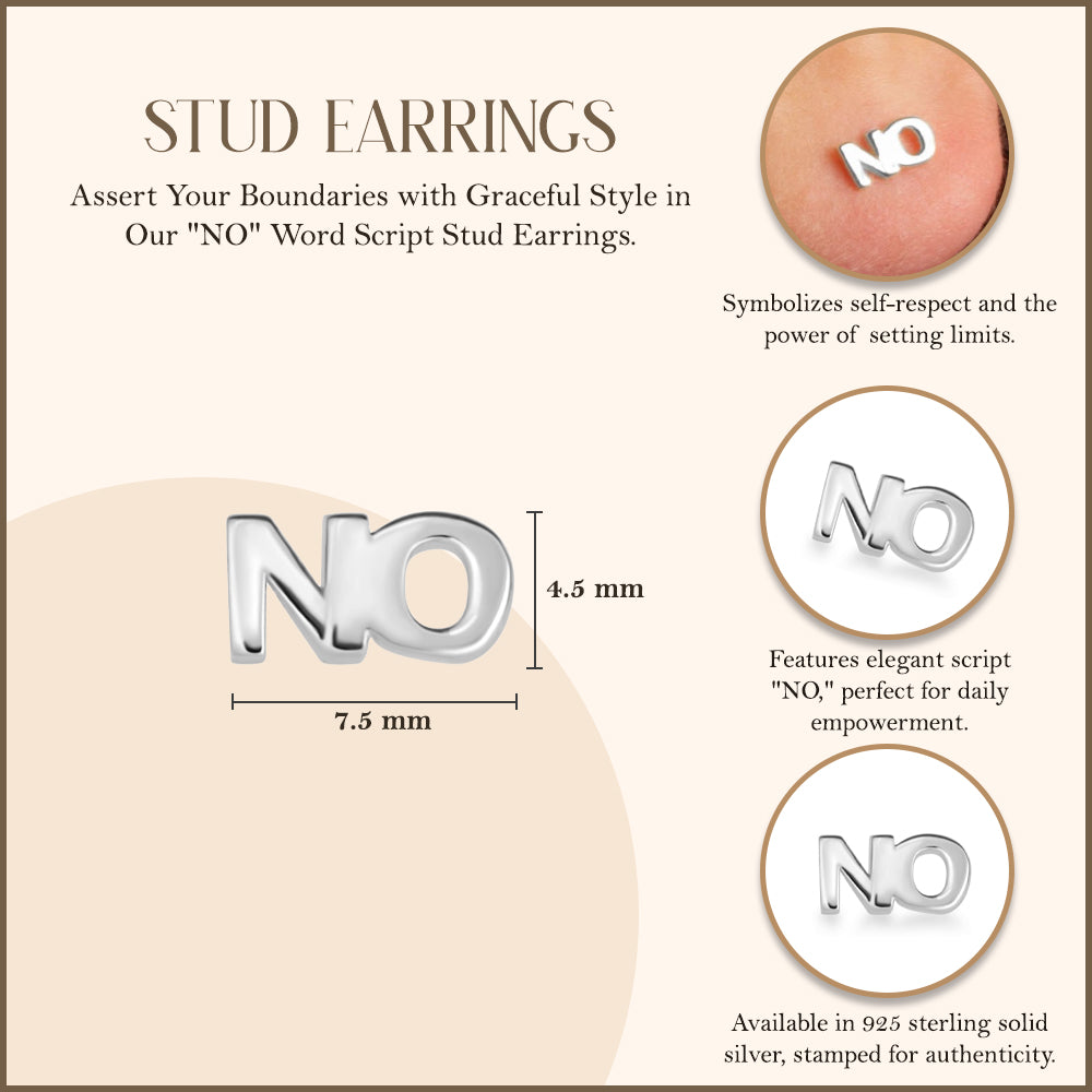 Sterling Silver Yes & No Stud Earrings, view 4