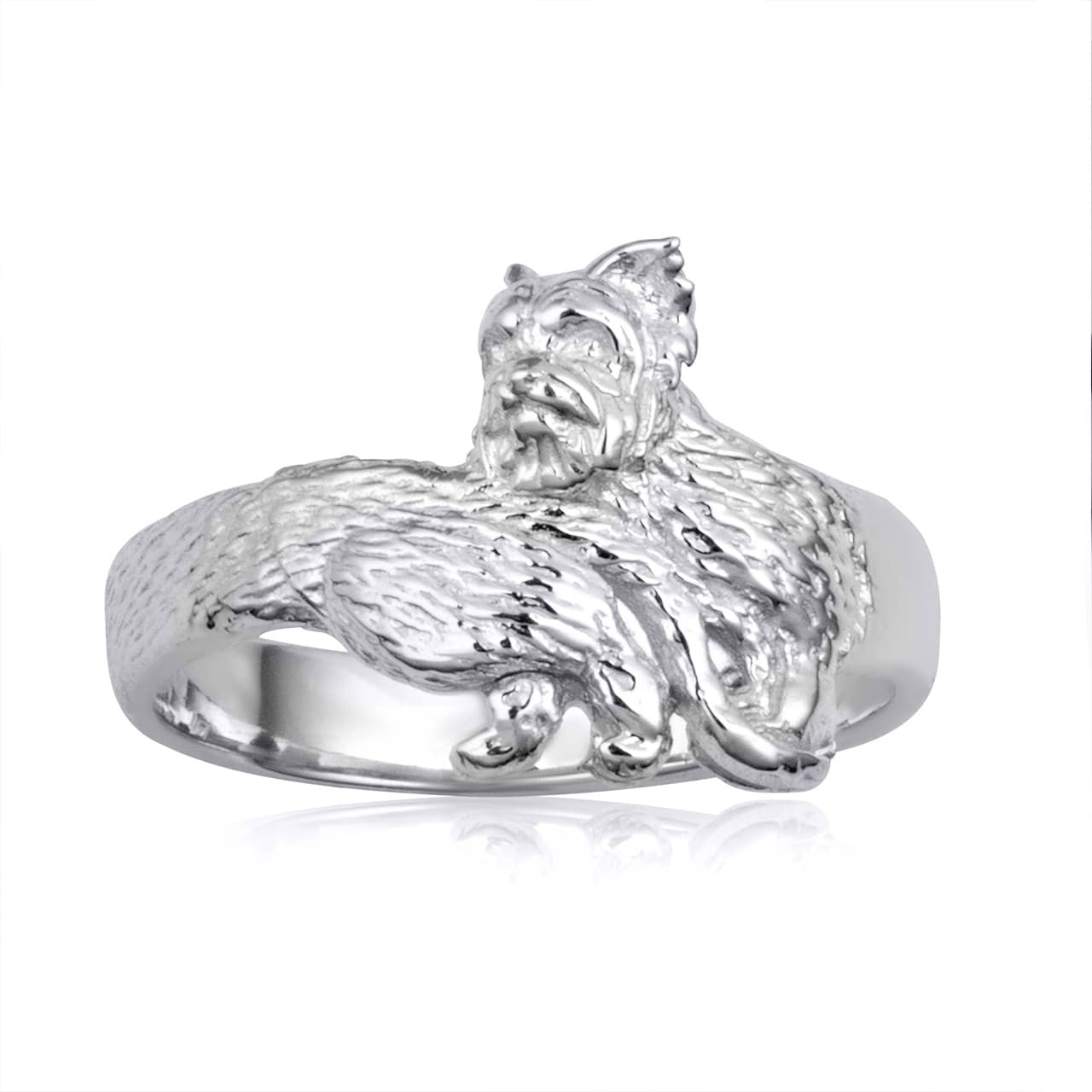 Sterling Silver Yorkshire Terrier Pet Dog Yorkie Band Ring