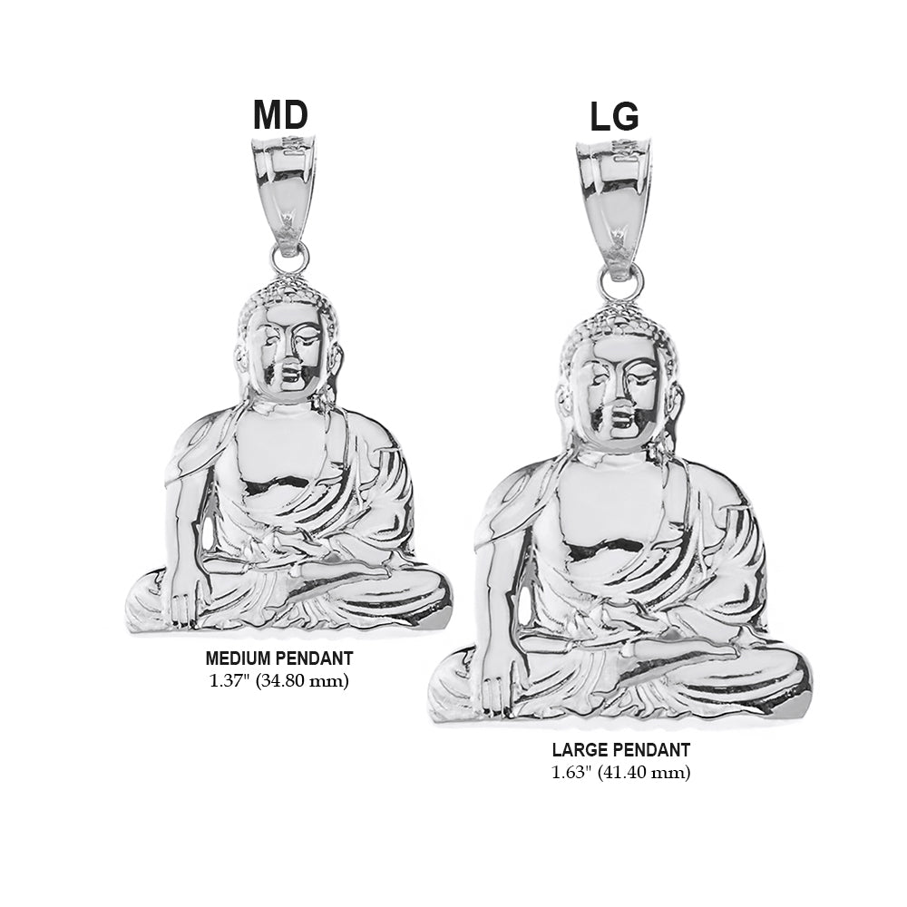 Sterling Silver Zen Buddhist Meditation Buddha M/L Pendant Necklace, view 3