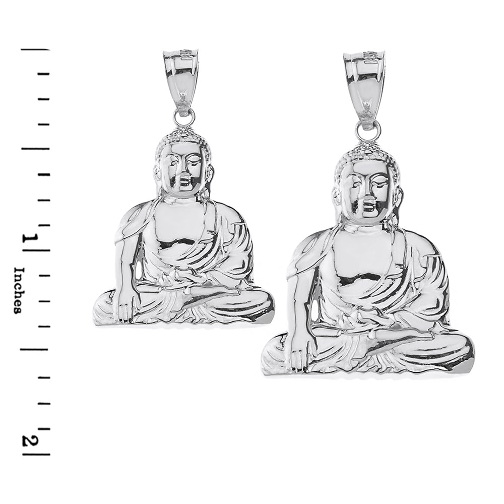 Sterling Silver Zen Buddhist Meditation Buddha M/L Pendant Necklace, view 4