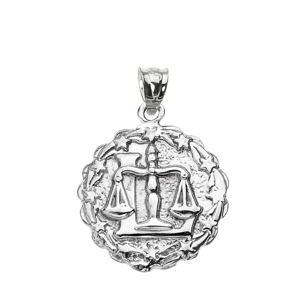 Sterling Silver Zodiac Sign Round Pendant Necklace, view 2