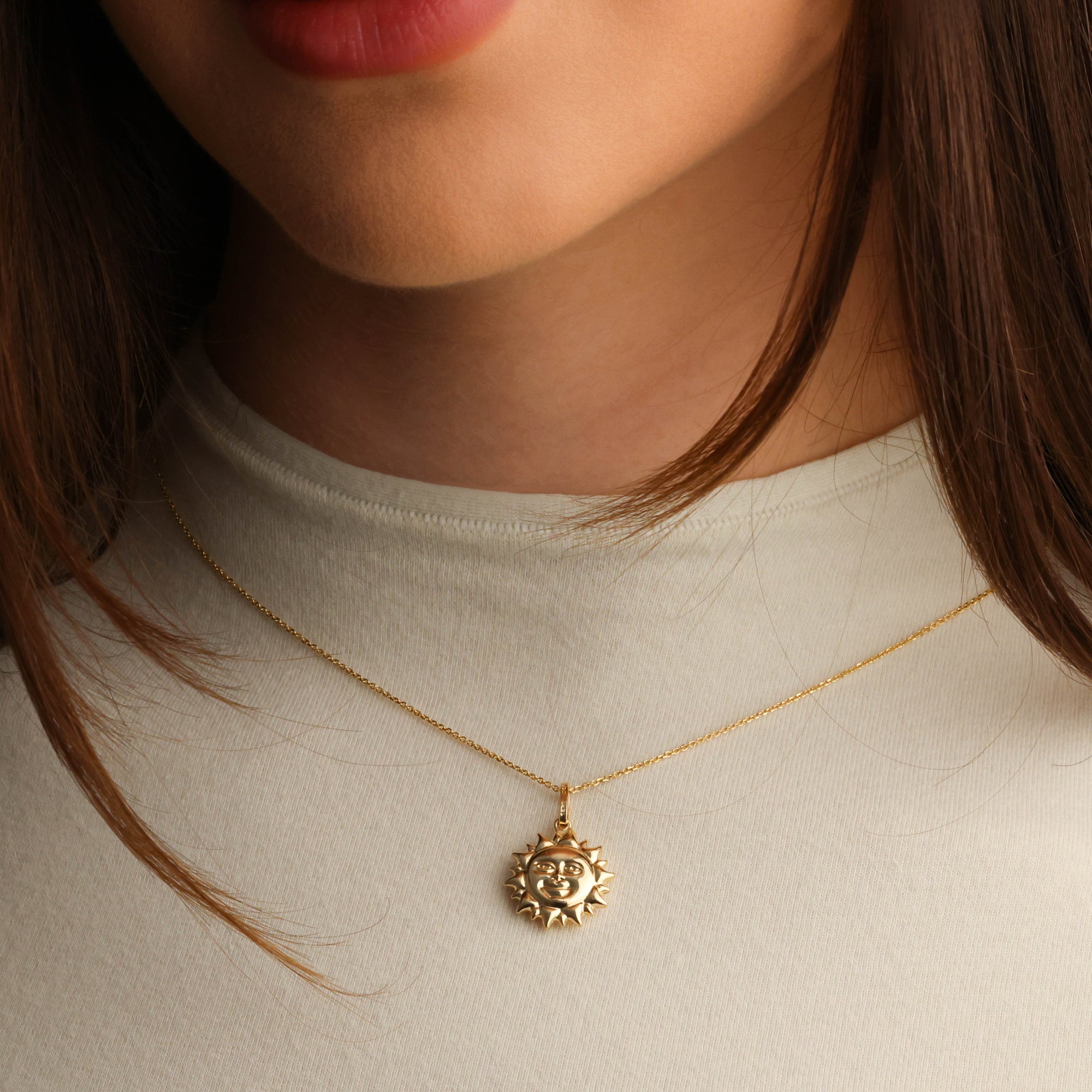 Sun Necklace in 14K Gold, view 2