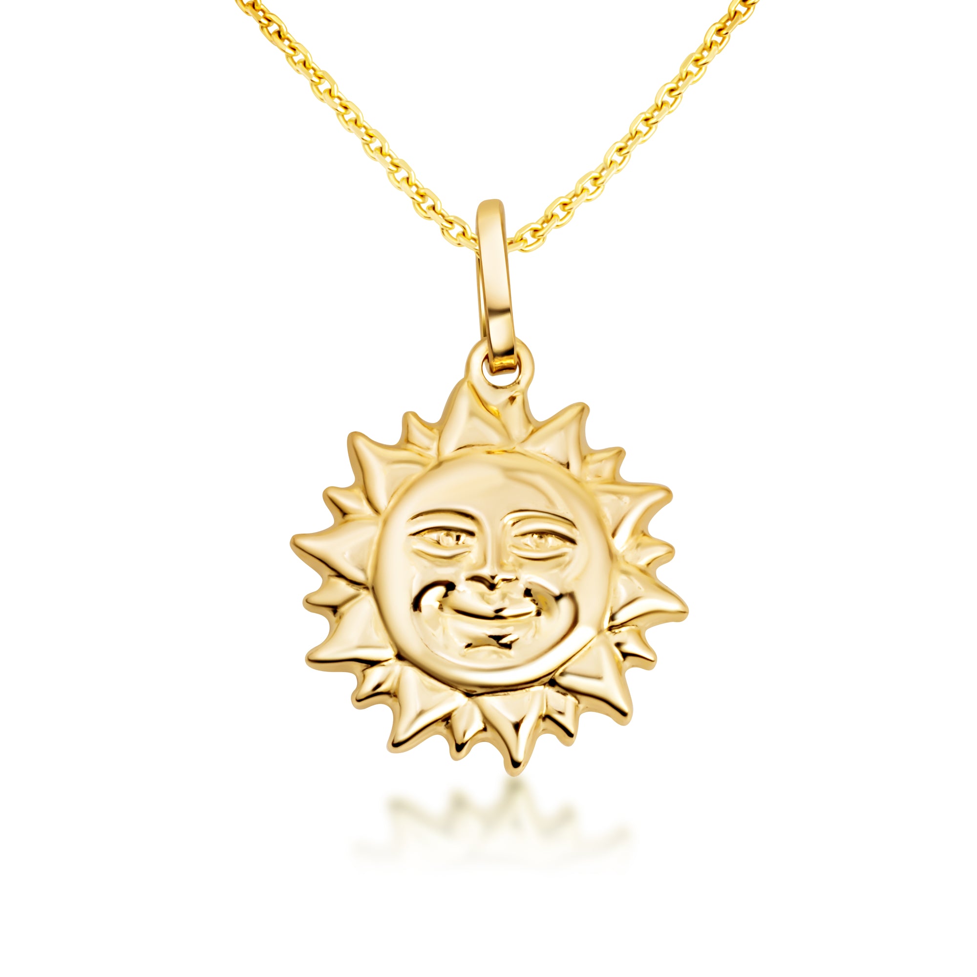 Sun Necklace in 14K Gold, view 4