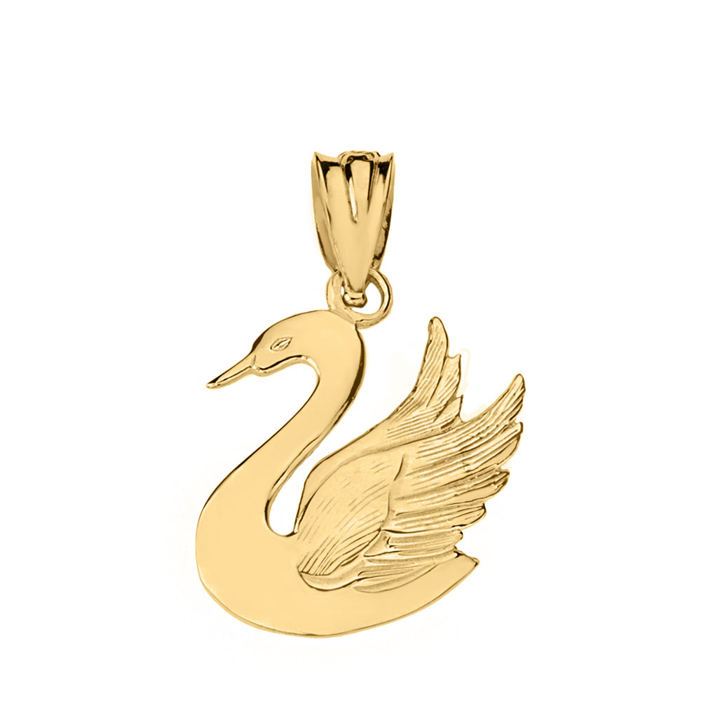 Swan Pendant Necklace in Solid Gold, view 2