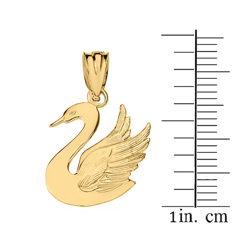 Swan Pendant Necklace in Solid Gold, view 3