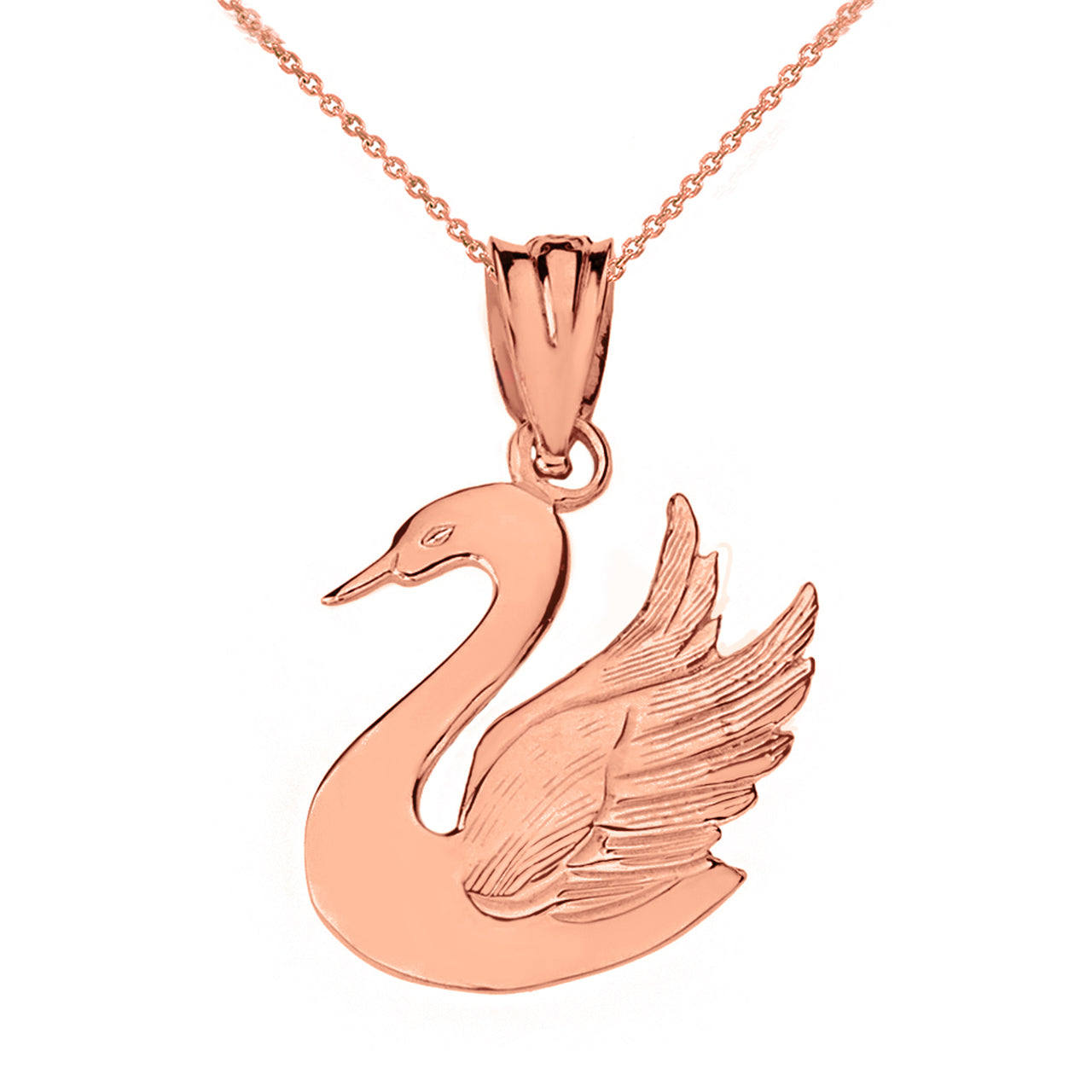 Swan Pendant Necklace in Solid Gold, view 5