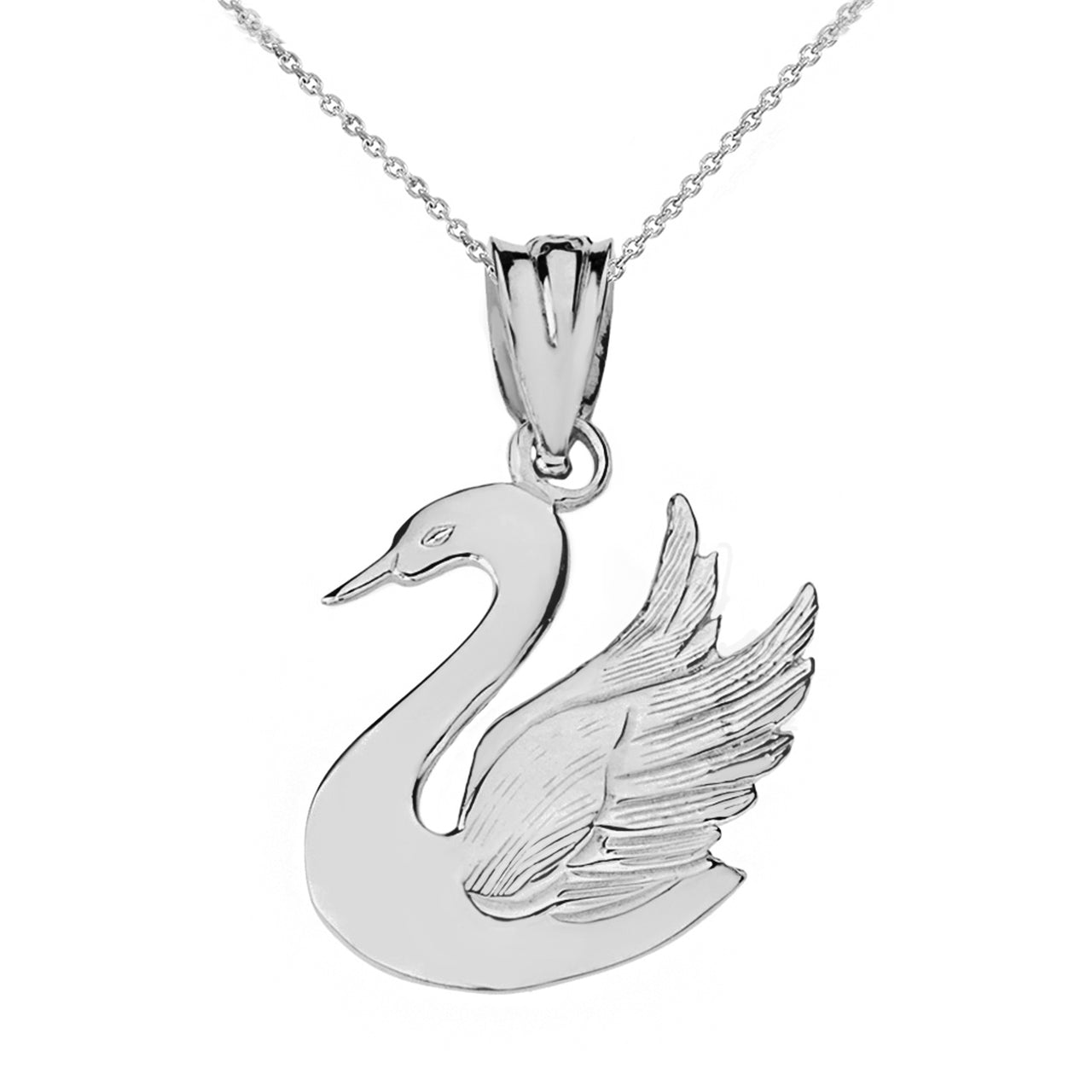 Swan Pendant Necklace in Solid Gold, view 7