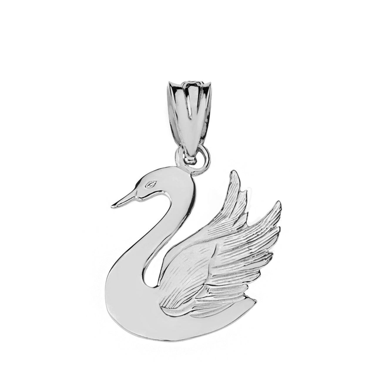 Swan Pendant Necklace in Solid Gold, view 8
