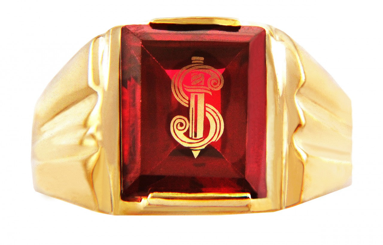 Sword Garnet and Gold Ring, view 2