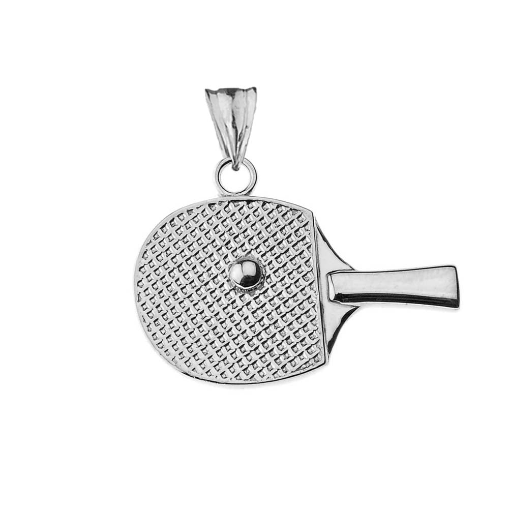 Table Tennis Racket Pendant Necklace in Sterling Silver, view 2