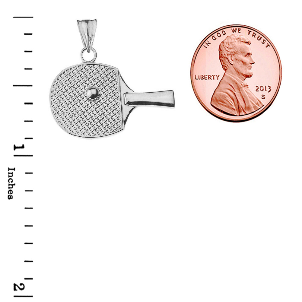Table Tennis Racket Pendant Necklace in Sterling Silver, view 3