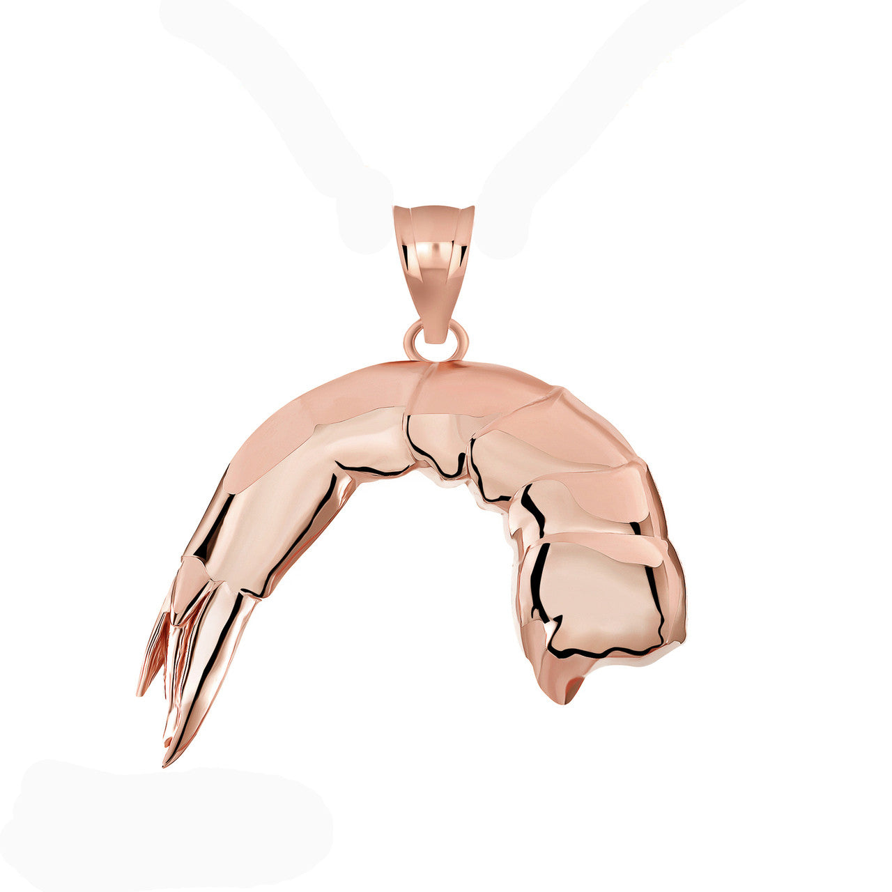 Tail On, Headless Shrimp Pendant Necklace in Gold, view 3