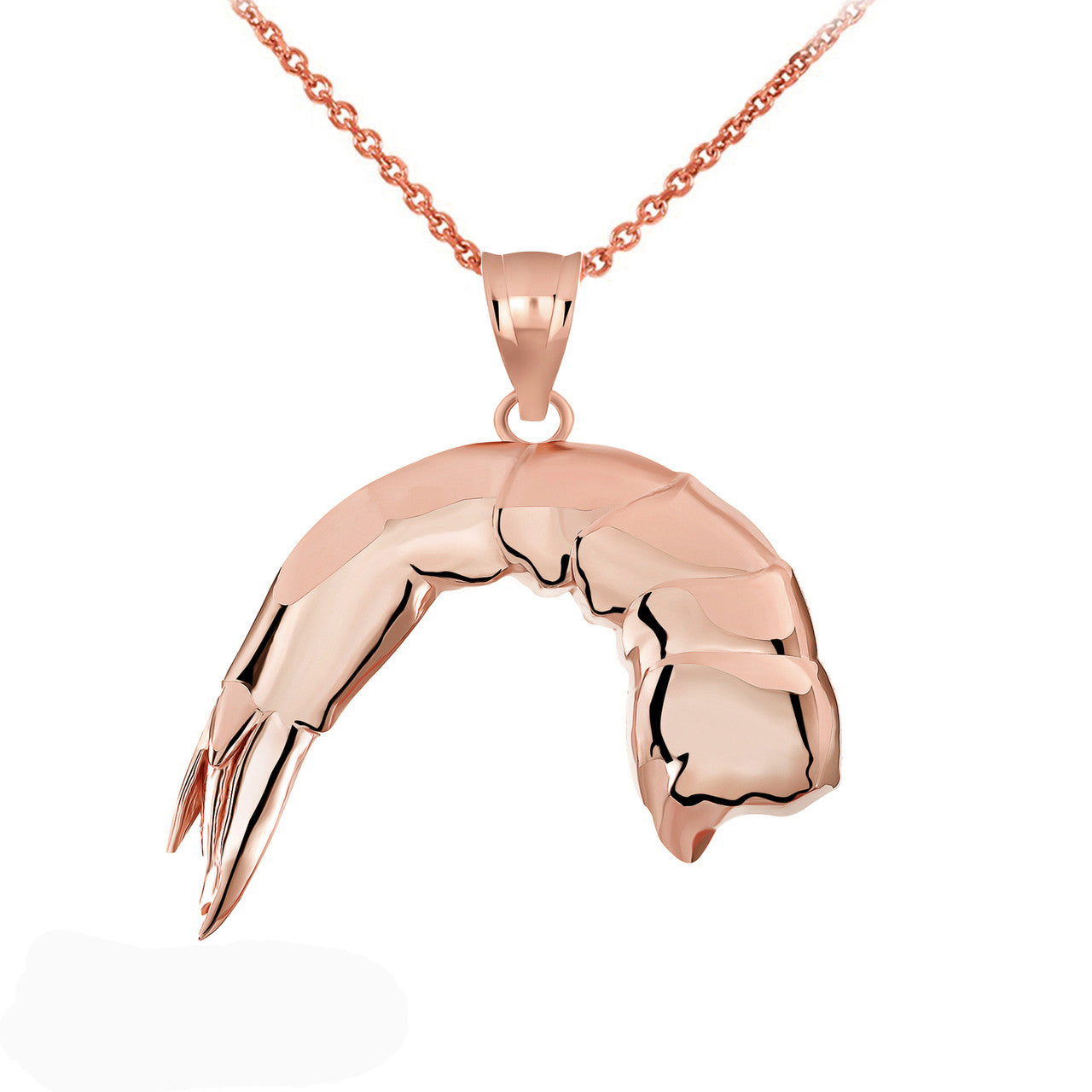 Tail On, Headless Shrimp Pendant Necklace in Gold, view 4