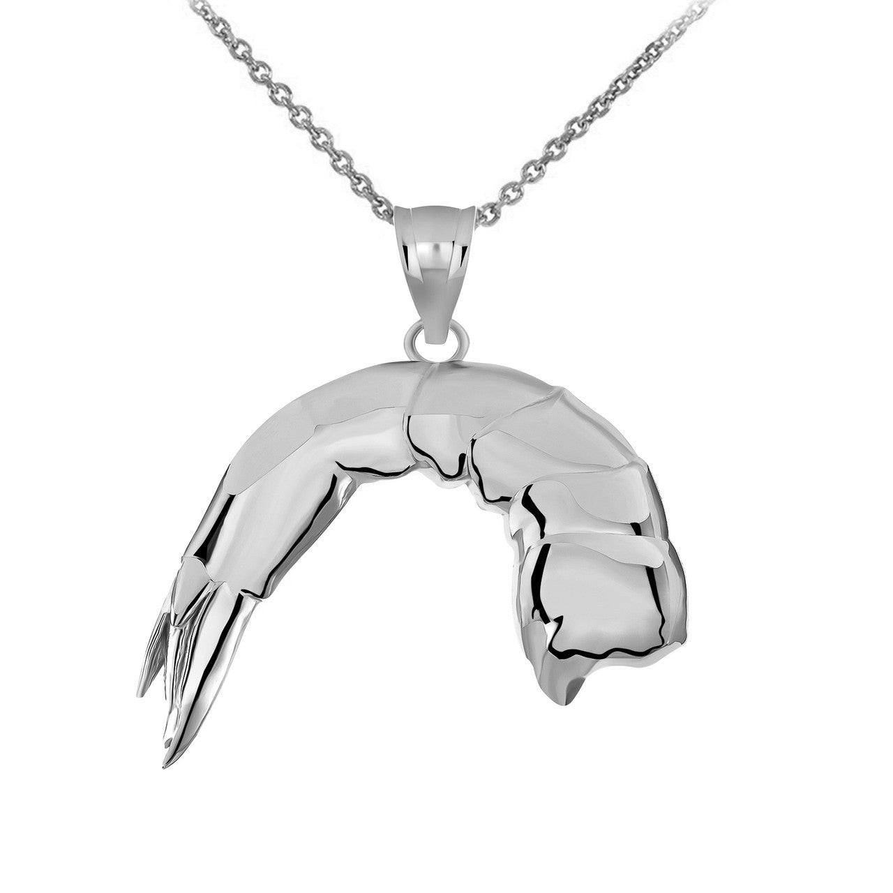 Tail On, Headless Shrimp Pendant Necklace in Gold, view 6